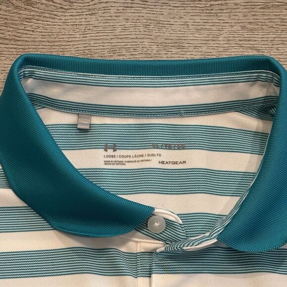 Under Armour Mountain Shadows Performance Golf Polo Mens XL Blue Preppy Casual - Picture 3 of 7